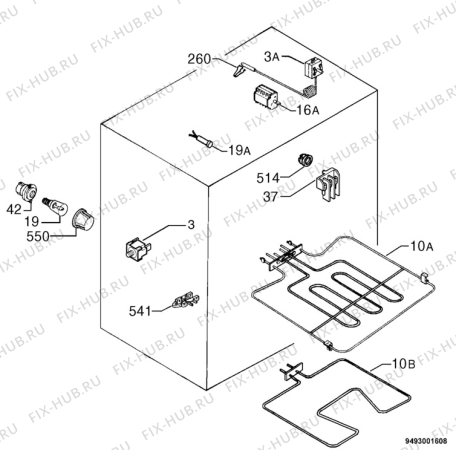 Взрыв-схема плиты (духовки) Zanussi ZBN722X - Схема узла Electrical equipment 268